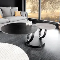 Riess Couchtisch DANCING RINGS schwarz grau Keramik Metall rund drehbar