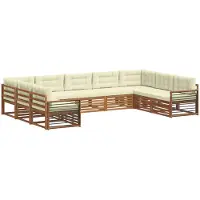 vidaXL Outdoor-Sofagarnitur 9 pcs Natur und Creme Massivholz Akazie