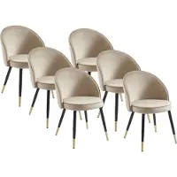 Vente-unique Stuhl 6er-Set - Samt & Metall - Beige - MAYLINA