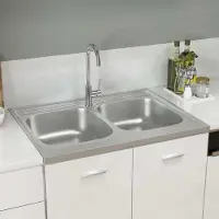PUEAZU Doppelspüle Silbern 800x600x155 mm Edelstahl - Spülen &5960