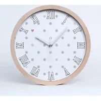 Tulup Holzuhr 25fi cm wanduhr - weiße Spitzen - Punkte und Herzen