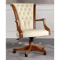 AEA Bürostuhl Holz Chefsessel Chesterfield italienische Möbel weiß Drehstuhl neu