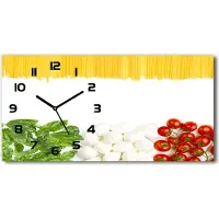 Tulup Wanduhr aus Glas – 60x30 cm - Glasbild - Glasuhr - Gehärtetes Glas - schwarze-zeiger - Italienische Flagge