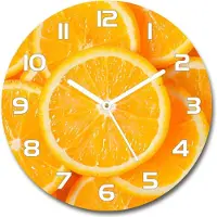 Tulup Wanduhr aus Glas 30fi Glasbild Glasuhr Gehärtetes Glas - weisse-zeiger - Orange slices