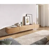 DELIFE Lowboard Wyatt 220 cm Eiche Natur 4 Schübe schwebend