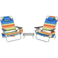 KOMFOTTEU Strandstühle klappbar mit Tisch, Campingstühle mit Kopfstütze & verstellbarer Rückenlehne, Klappstuhl bis 136 kg (Mehrfarbig)