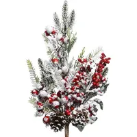 Christmas Decoration Tannenzweige künstlich 50cm mit Beeren Zapfen und Schnee