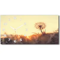 Tulup Wanduhr aus Glas – 60x30 cm - Glasbild - Glasuhr - Gehärtetes Glas - weisse-zeiger - Löwenzahn