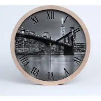 Tulup Holzuhr 20fi cm wanduhr - schwarze Spitzen - new york Nacht