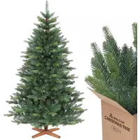 Salcar 180 cm Künstlicher Weihnachtsbaum Christbaum PE PVC Nordmanntanne Tannenbaum mit Echtholz Baumständer