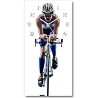 Tulup Wanduhr aus Glas – 30x60 cm - Glasbild - Glasuhr - Gehärtetes Glas -Radfahrer