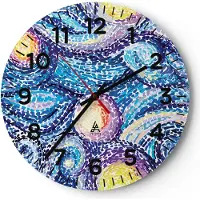 ARTTOR Wanduhr - Rund - Glasuhr - Abstraktion modern - 30x30cm - Schleichendes Uhrwerk - Lautlos - zum Aufhängen bereit - Dekoration Modern - Wanddekoration aus Glas - C4AR30x30-3935
