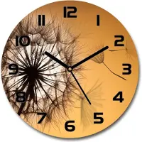 Tulup Wanduhr aus Glas 30fi Glasbild Glasuhr Gehärtetes Glas - schwarze-zeiger - Dandelion