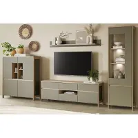 Furn.Design Wohnwand "Finnes" in Salbei und Eiche Wohnkombination skandinavisch 4-teilig 363 cm, Soft-Close