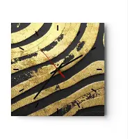 ARTTOR Wanduhr - Quadrat - Glasuhr - Abstraktion dreidimensional Gold - 30x30cm - Schleichendes Uhrwerk - Lautlos - zum Aufhängen bereit - Dekoration Modern - Wanddekoration aus Glas - C3AC30x30-4461