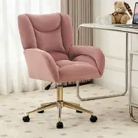 Aiorber Bürostuhl, 360° drehbar, höhenverstellbar, Samtstoff, bequem, Metallgestell, Drehstuhl, 64 x 62 x 92,5 cm, für Büro, Schlafzimmer, Rosa