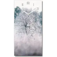 Tulup Wanduhr aus Glas – 30x60 cm - Glasbild - Glasuhr - Gehärtetes Glas -Winterwald