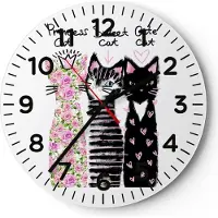 ARTTOR Wanduhr - Rund - Glasuhr - Katzen Blumen Tiere - 40x40cm - Schleichendes Uhrwerk - Lautlos - zum Aufhängen bereit - Dekoration Modern - Wanddekoration aus Glas - C4AR40x40-2891