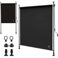 VOUNOT Klemmmarkise Senkrechtmarkise mit Handkurbel 120x310 cm Anthrazit