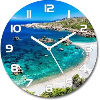 Tulup Wanduhr aus Glas 30fi Glasbild Glasuhr Gehärtetes Glas - weisse-zeiger - Sea bay