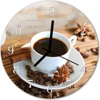 Tulup Glasuhr Wanduhr Küchenuhr Echt-Glas 30fi cm Kaffee braun
