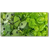 Tulup Wanduhr aus Glas – 60x30 cm - Glasbild - Glasuhr - Gehärtetes Glas - schwarze-zeiger - Kräuter