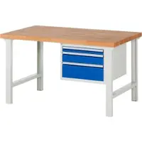 RAU Werkbank mit 3 Schubladen - Vollauszug - 60:1 / 120:1 / 180:1 - 840 x 1.500 x 900 mm (HxBxT) - Traglast 750 kg - Buche