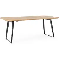 Natur24 Tisch Nashik 200 x 100 x 76 cm Mango Stahl Natur Schwarz