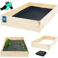 KOTARBAU Hochbeet für Garten 140x80x18cm Gemüsebeet Pflanzkasten mit Vlies Kräuterbeet Handschuhe mit Krallen Blumenkasten aus Kiefernholz Natürlich