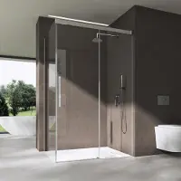 Doporro Duschkabine Eckdusche 100x110x195cm Schiebetür mit Soft-Close Rechts-oder Linkseinstieg ESG-Sicherheitsglas inkl. NANO Rav12K plus