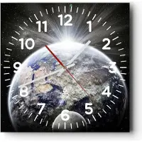 ARTTOR Wanduhr - Quadrat - Glasuhr - Astronomie galaxie abstraktion - 30x30cm - Schleichendes Uhrwerk - Lautlos - zum Aufhängen bereit - Dekoration Modern - Wanddekoration aus Glas - C4AC30x30-2328