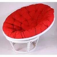 Rattani Rattan Papasansessel,Papasan Durchmesser 110 cm, Fb. weiß lackiert, Polster Uni Living 201 hell rot