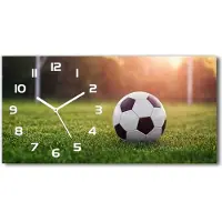 Tulup Wanduhr aus Glas – 60x30 cm - Glasbild - Glasuhr - Gehärtetes Glas - weisse-zeiger - Fußball