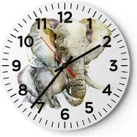 ARTTOR Wanduhr - Rund - Glasuhr - Elefanten tier safari afrika - 40x40cm - Schleichendes Uhrwerk - Lautlos - zum Aufhängen bereit - Dekoration Modern - Wanddekoration aus Glas - C4AR40x40-2884