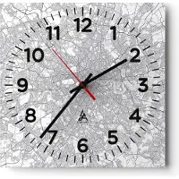 ARTTOR Wanduhr - Quadrat - Glasuhr - Stadt Karte London - 30x30cm - Schleichendes Uhrwerk - Lautlos - zum Aufhängen bereit - Dekoration Modern - Wanddekoration aus Glas - C4AC30x30-4680