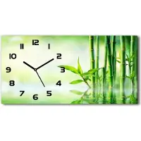 Tulup Wanduhr aus Glas – 60x30 cm - Glasbild - Glasuhr - Gehärtetes Glas - schwarze-zeiger - Bambus