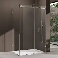 Doporro Duschkabine Schiebetür Dusche Eckdusche 80x125x195cm Duschabtrennung mit Schiebetür ESG-Sicherheitsglas Klarglas 4-Punktbefestigung inkl. beidseitiger Easy-Clean-Beschichtung Ravenna17-2