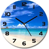 Tulup Wanduhr aus Glas 30fi Glasbild Glasuhr Gehärtetes Glas - schwarze-zeiger - Tropical beach