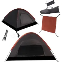 Kirkjubøur "Vindr" 2 Personen-Camping-Zelt, wasserdicht, UV-Schutz 50+, leicht & stabil, Zubehör & Tragetasche, schnell aufbaubar dunkelgrau|KJ-113