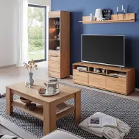 Lomadox Wohnmöbel Set in Eiche teilmassiv mit Couchtisch & LED-Beleuchtung, 4-teilig - AVESTA-06