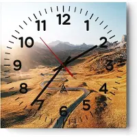ARTTOR Wanduhr - Quadrat - Glasuhr - Sonne Berge Weg - 40x40cm - Schleichendes Uhrwerk - Lautlos - zum Aufhängen bereit - Dekoration Modern - Wanddekoration aus Glas - C4AC40x40-4836