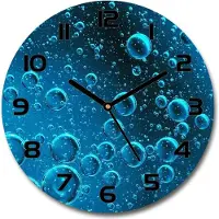 Tulup Wanduhr aus Glas 30fi Glasbild Glasuhr Gehärtetes Glas - schwarze-zeiger - Bubbles under water