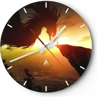 ARTTOR Wanduhr - Rund - Glasuhr - Drache Rock Kreatur - 30x30cm - Schleichendes Uhrwerk - Lautlos - zum Aufhängen bereit - Dekoration Modern - Wanddekoration aus Glas - C3AR30x30-3883