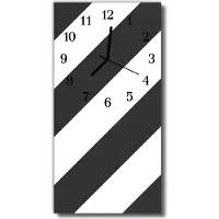 Tulup Glasuhr Wanduhr Küchenuhr Echt-Glas 30x60 Streifen Mehrfarbig