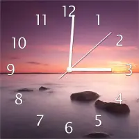 Wallario Design Wanduhr Nebel am See bei Sonnenuntergang aus Echtglas, Größe 30 x 30 cm