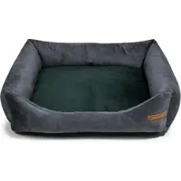 Rexproduct Frida – Nachhaltiges Hundebett und Katzenbett mit hohen Seiten, waschbar & wasserabweisend, Graphite und Grün, Größe M