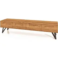 Natur24 TV-Board Rolo aus Wildeiche massiv 182x45x42 mit 4 Schubladen und Metallbeinen