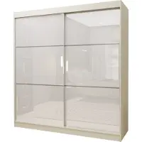 Masseno Schiebetürenschrank VITALE 200 cm Kleiderschrank Schlafzimmer Schrank 2-türig Kaschmir