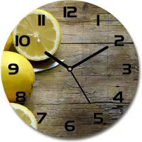 Tulup Wanduhr aus Glas 30fi Glasbild Glasuhr Gehärtetes Glas - schwarze-zeiger - Lemons on the wood