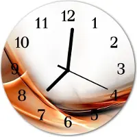 Tulup Glasuhr Wanduhr Küchenuhr Echt-Glas 30fi cm Abstraktes orange grau